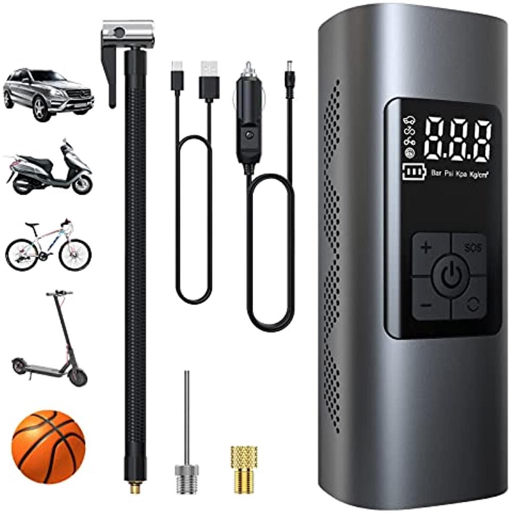 Electric Air Pump With 6000 Mah Battery 150 Psi Portable Bicycle Pump Tire Pump With Digital Lcd Led Light Mini Compressor For Bicycles Motorcycles