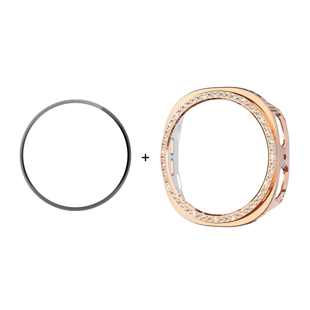 ENKAY HAT PRINCE For Samsung Galaxy Watch8 40mm Case with PMMA Screen Film Rhinestone Decor PC Watch Cover