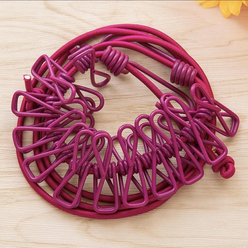 Portable Travel Clothesline with Elastic and Windproof Hangers - Compact, Foldable and Durable Laundry Drying Rack for Home