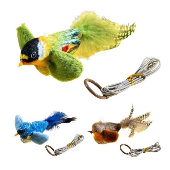 Игрушка для кошек «Щебечущая птичка» интерактивная реалистичная плюшевая птица с пищащим звуком и перышком, активируемая прикосновением, игрушка для котят для домашних кошек