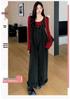2026 Spring Maternity Set: Washed Denim Overalls & Bell Sleeve Layered Top