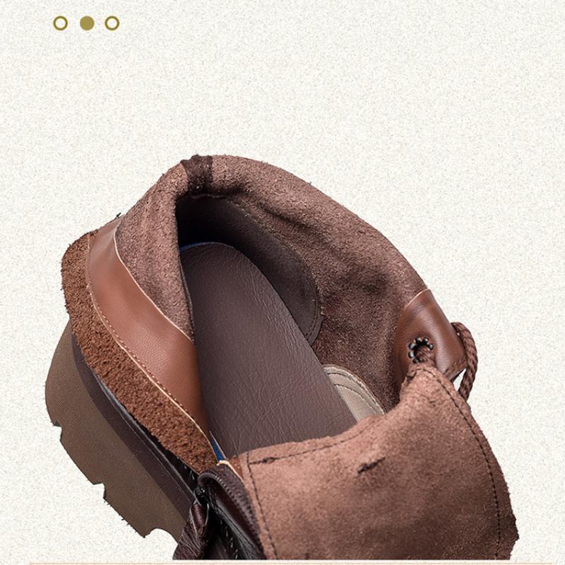 Johnature Винтажные сапоги на толстой подошве, короткие сапоги из натуральной кожи с боковой молнией, модная универсальная женская обувь