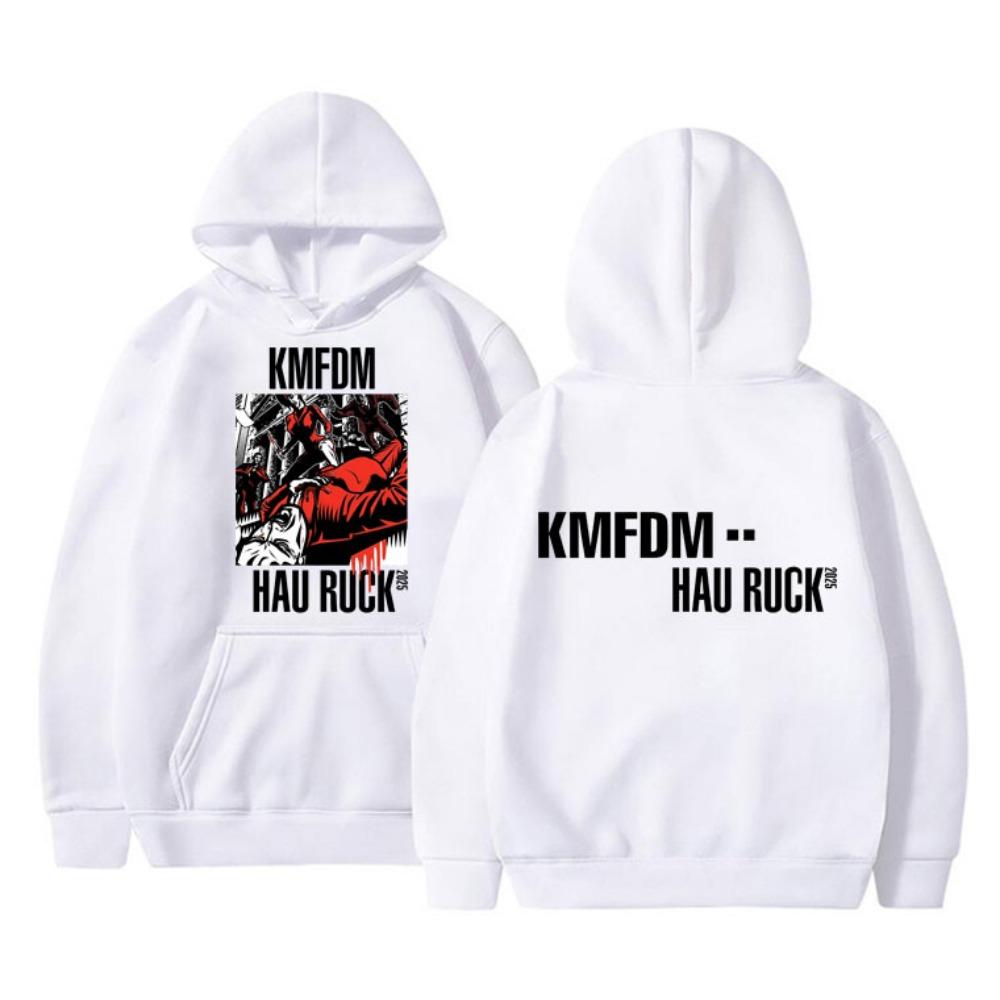 Худи Rock Band Kmfdm Hau Ruck Мужская Женская Одежда Винтажная Готическая Панк Толстовка Мужская Мода Повседневная Оверсайз Уличная Одежда