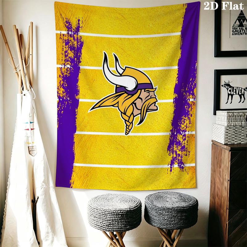 Minnesota Vikings Wall Tapestry Aesthetic Wall Hanging Printed Fabric Blanket Decorative Tapestries for Bedroom Living Room Home Decor