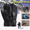 Winter USB Electric Warming Gloves Thermal Heated Gloves Soft Hand Warmers Leather Heating Gloves for Fishing Motorcycle Riding