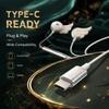 Stereo Sound Wired Headphones Semi-in-ear Stars Wings Headphones Type C Earphone  Tablet Laptop