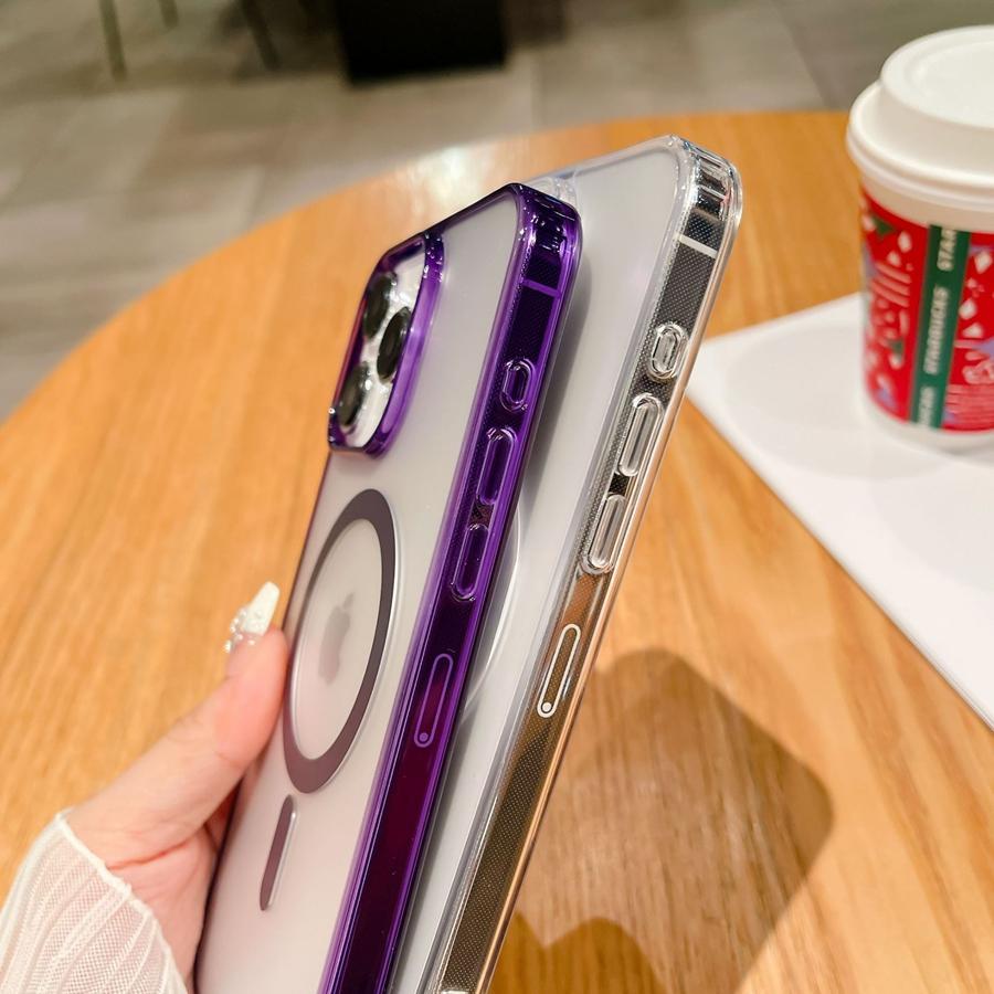 Матовый магнитный чехол для телефона с беспроводной зарядкой для iPhone 16 Pro Max 16 Plus 16 iPhone 15 14 13 12 11 XR с полупрозрачной цветной рамкой, противоударный чехол