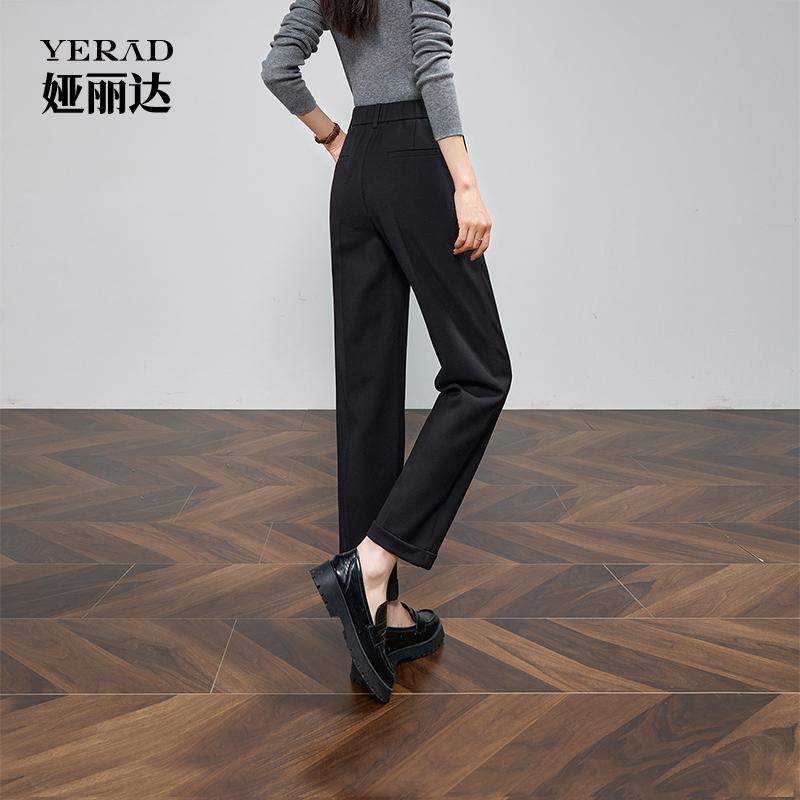 Lyocell acetate 9-inch suit, cigarette tube pants, women's casual pants, 9-inch small straight leg pants