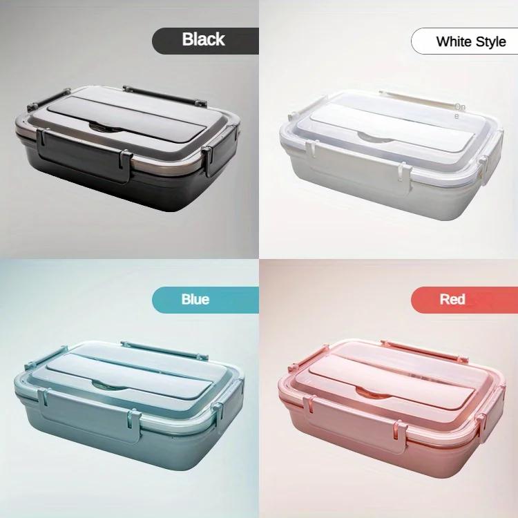 Leak-Proof Stainless Steel Lunch Box With 3 Compartments - Durable, Easy-Clean Bento Container For Students & Office Workers