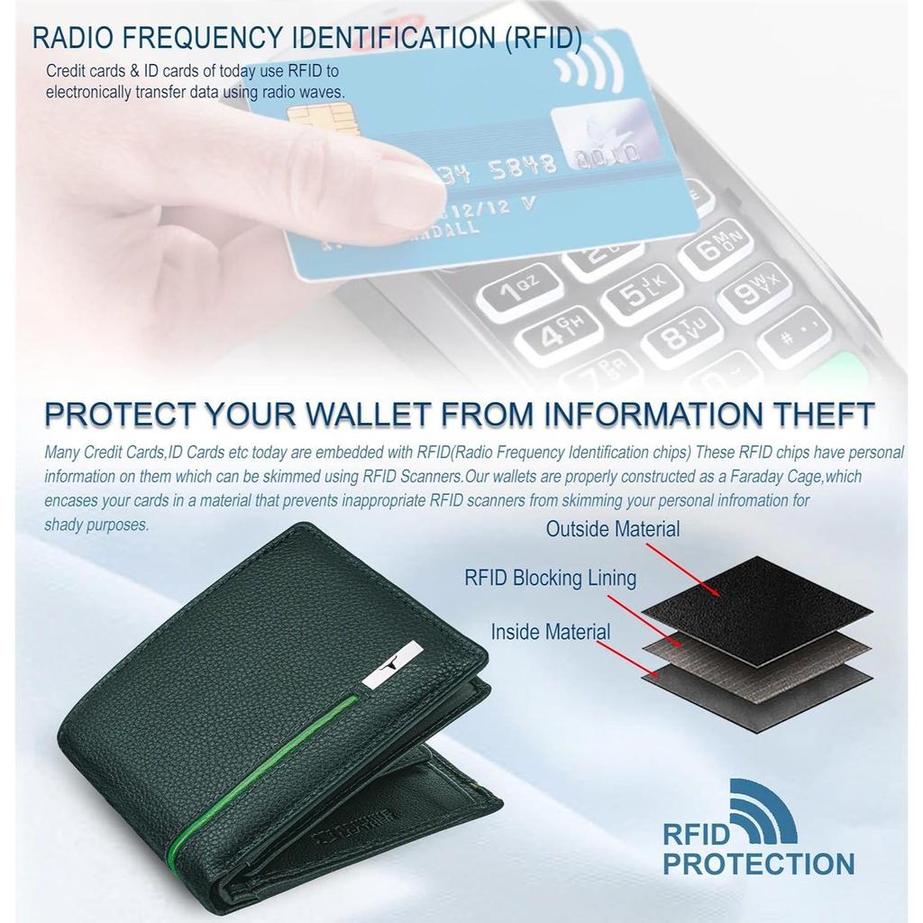 Мужской кожаный кошелек цвета оленьего зеленого/светло-зеленого цвета