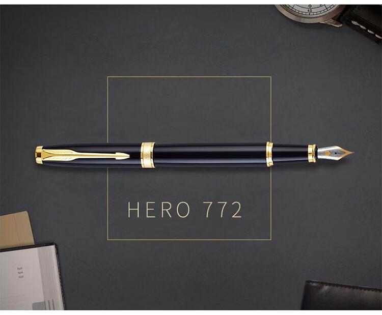 Подарочный набор перьевых ручек HERO 772, металлический корпус, тонкое перо, гравируемая каллиграфическая ручка для делового офиса.