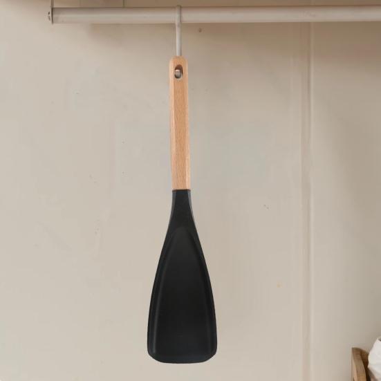 Многофункциональные силиконовые ложки для приготовления пищи с деревянными ручками, жаропрочная кухонная ложка для смешивания