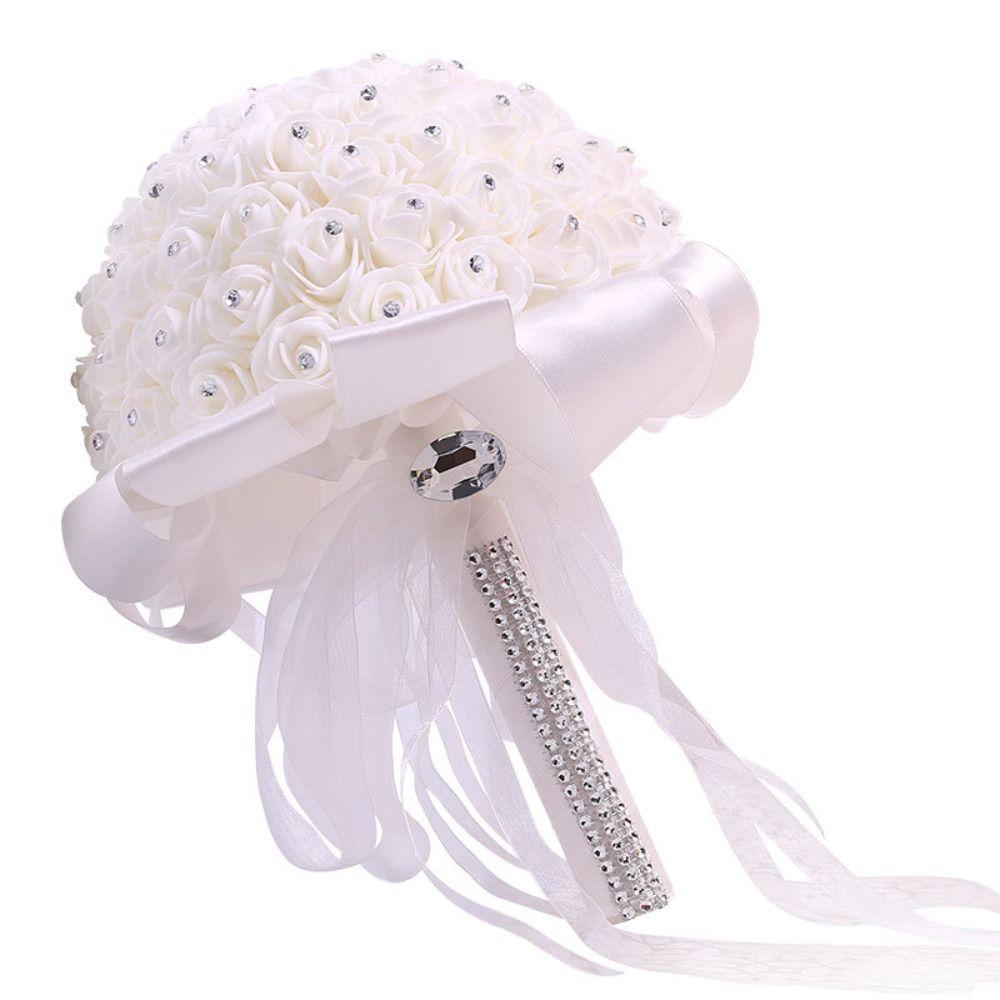 With Handle Engagement Home Decor Foam Roses Rose Bouquet Artificial Flower Bride Holding Flower