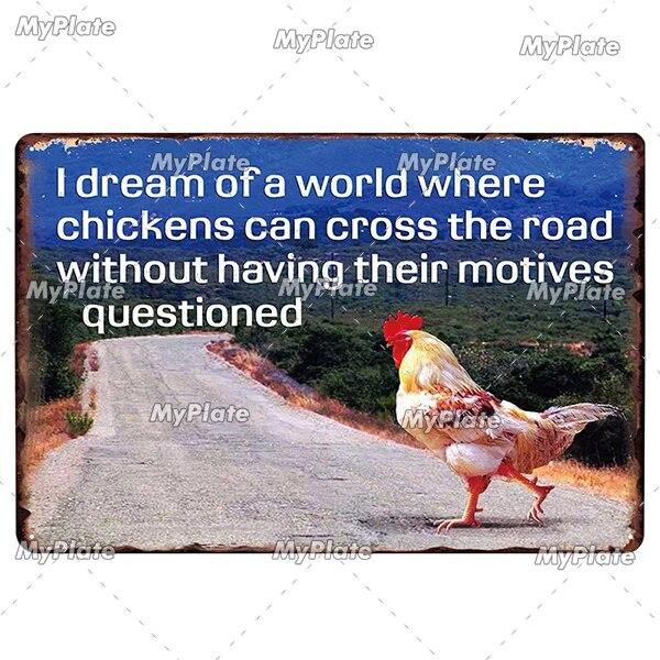 Mfoever Chicken Vintage Metal Sign Tin Sign Vintage  Decoration Plaque Home Wall Decor Bar Sign Home Decor Fresh Egg Poster Custom