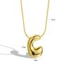 Chubby 26-Letter Balloon Pendant Necklace, Gold-Plated Stainless Steel