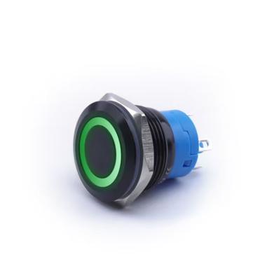 Monostable Pushbutton Black Vandal-proof 250V 2A 19X27Mm Green