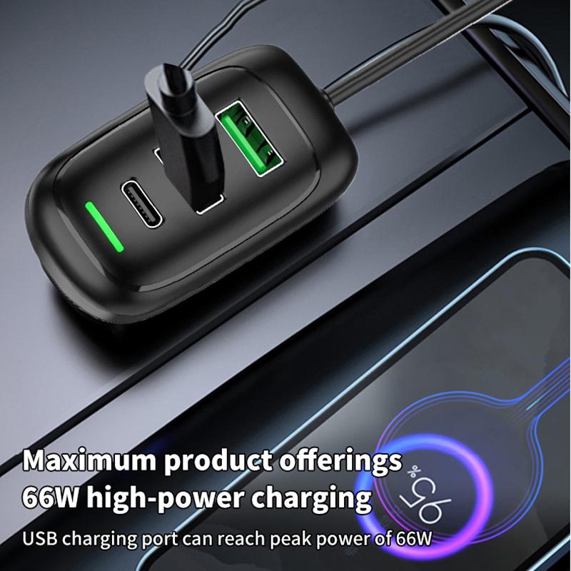 6-портовый USB Type-C передний и задний удлинитель автомобильное зарядное устройство с RGB подсветкой PD быстрая зарядка адаптер питания для iPhone планшет ноутбук