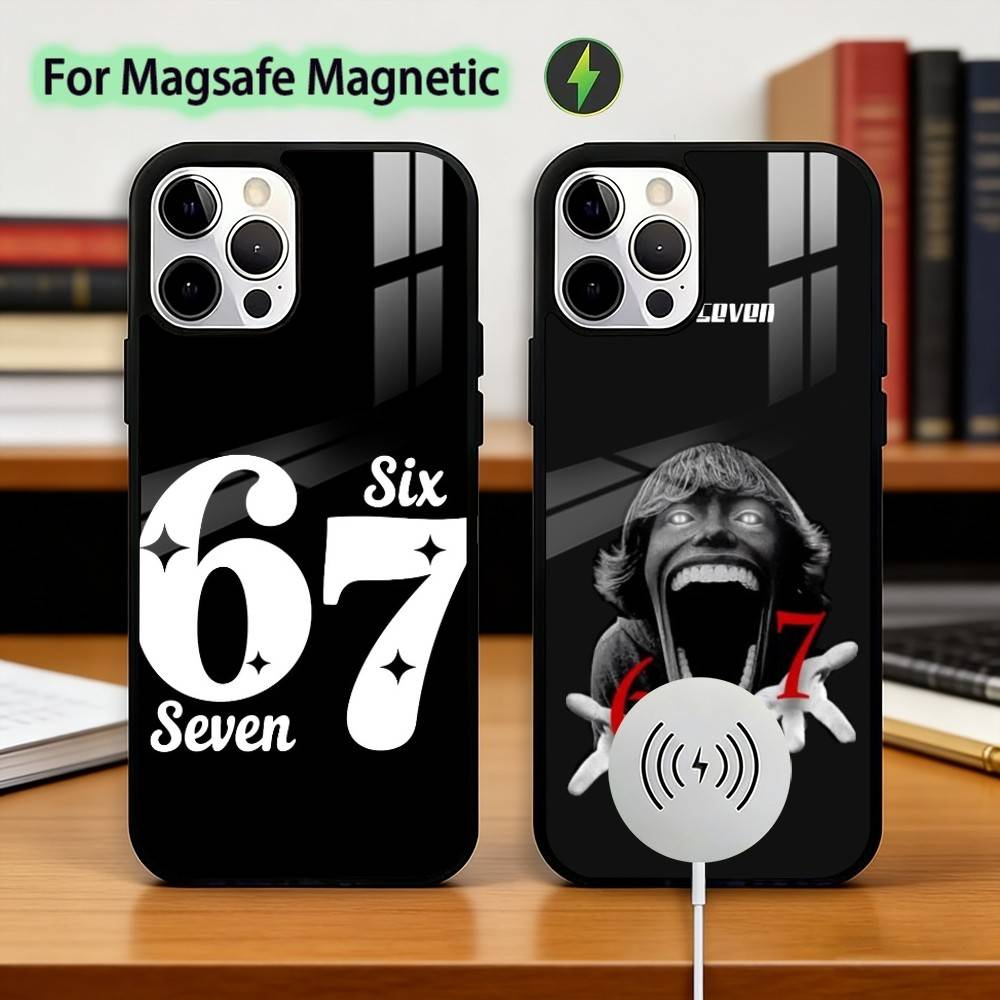 Шесть S-Семь 67 Чехол для телефона для iPhone17,16,15,14,13,12,11 Plus,Pro Магнитный для Magsafe Беспроводной зарядки