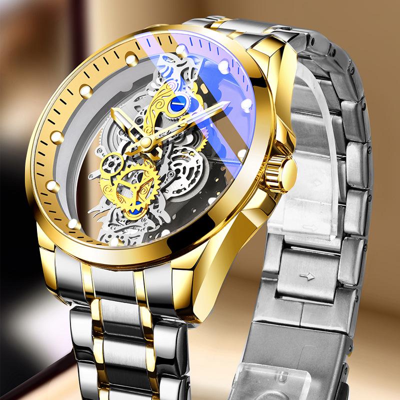 Men's Double-Sided Luminous Automatic Watch - Waterproof & Non-Mechanical