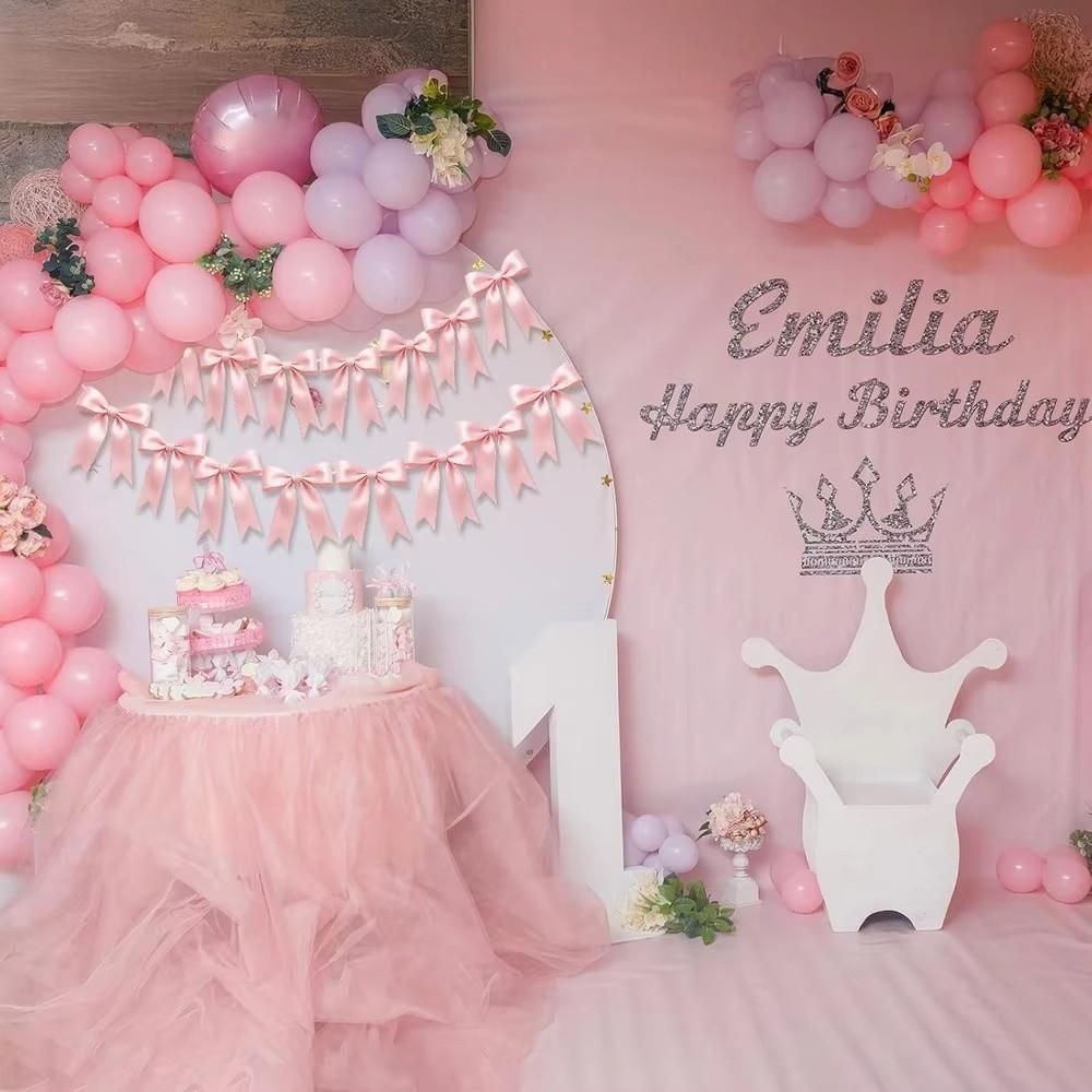 Satin Bow Garland Banner Bowknot Hanging Bow Decoration New Bowknot Garland Baby Shower