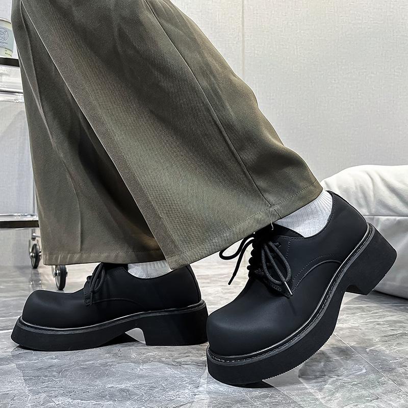 Туфли мужские модные черные туфли на платформе с большим носком повседневные кожаные туфли европейские и американские трендовые универсальные туфли для увеличения роста дерби 9522-Z