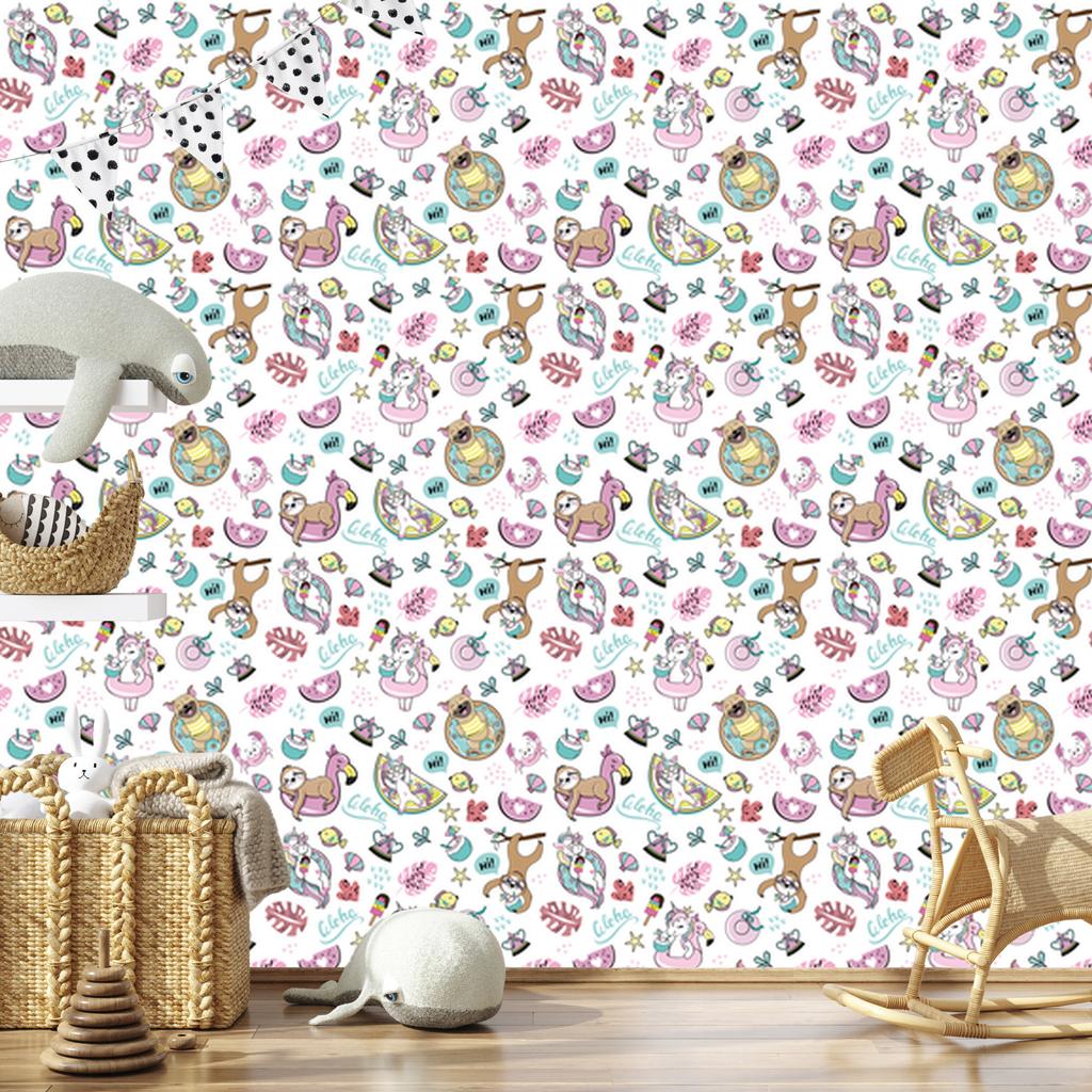 Unicorns and Friends Wallpaper for Living Room and Bedroom 50x1000