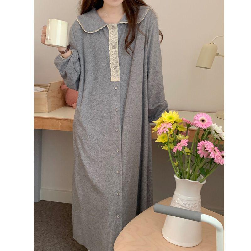 Кружевная ночная сорочка для беременных на весну и осень - Женская милая и свободная пижама, больших размеров, для ношения дома или на улице