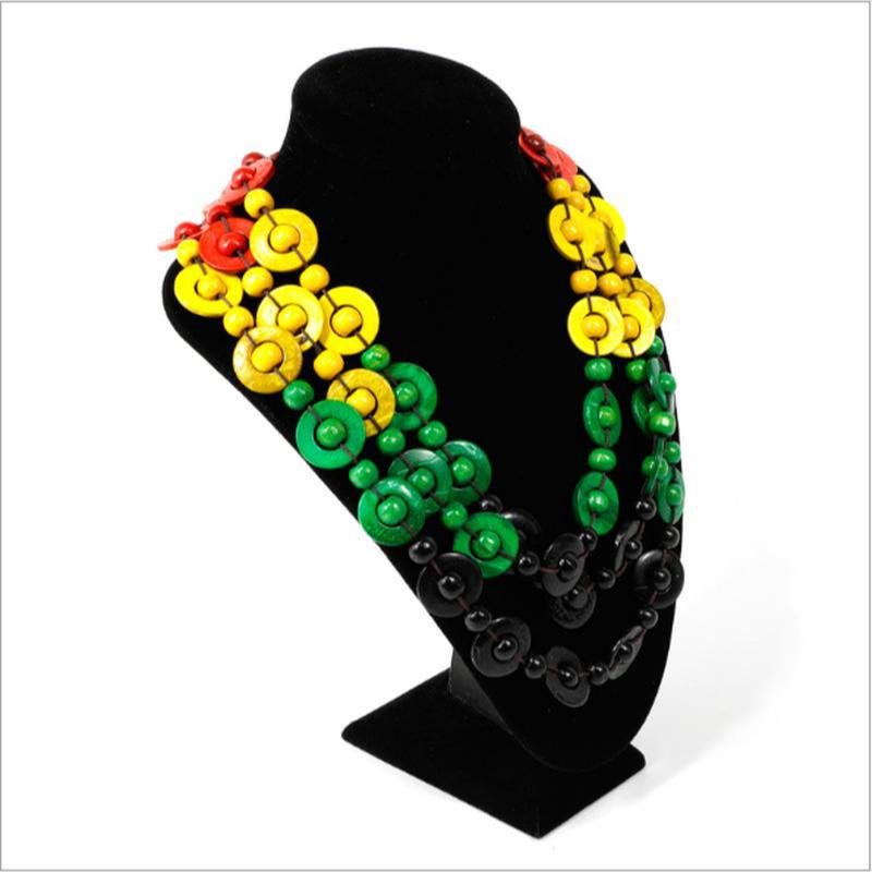 Летний энтузиазм красочные три круга деревянные кокосовые скорлупы женское ожерелье пляж ADM