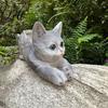 Indoor Outdoor Gardening Decor Creative Resin Cat Planter Cute Lying Flower Pot for Garden Animal Yard Adorable Plant Holder Home Desk Gift Kitten