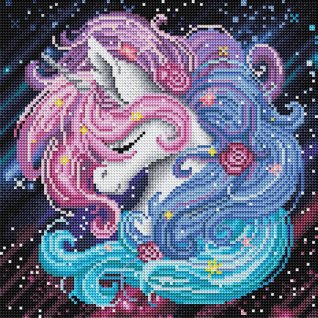 DIAMOND ART CLUB Aurora Unicorn Diamond Painting Kit Fantasy Diamond Canvas Round 5D Diamond Art Kit для взрослых и всех возрастов xx 13" 13" (33 33см)