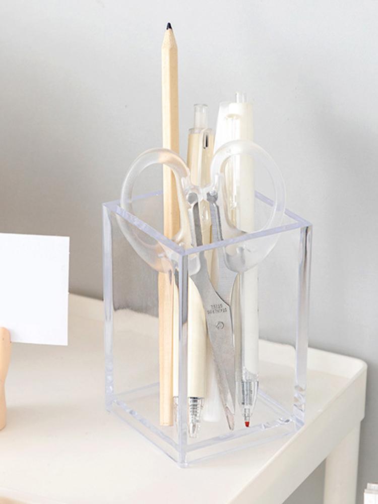 Прозрачный ящик для хранения Подставка для хранения кистей для макияжа и карандашей для бровей Три отделения Большой органайзер для хранения Банка для ванной комнаты
