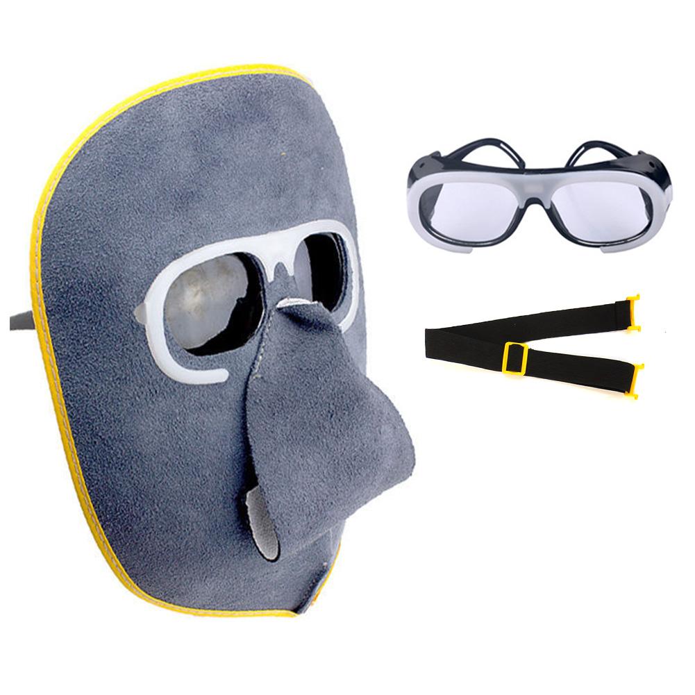 Очки из коровьей кожи Очки для защиты труда Сварочные очки Защитная маска для лица-призрака Головной убор Маски для сварки из коровьей кожи