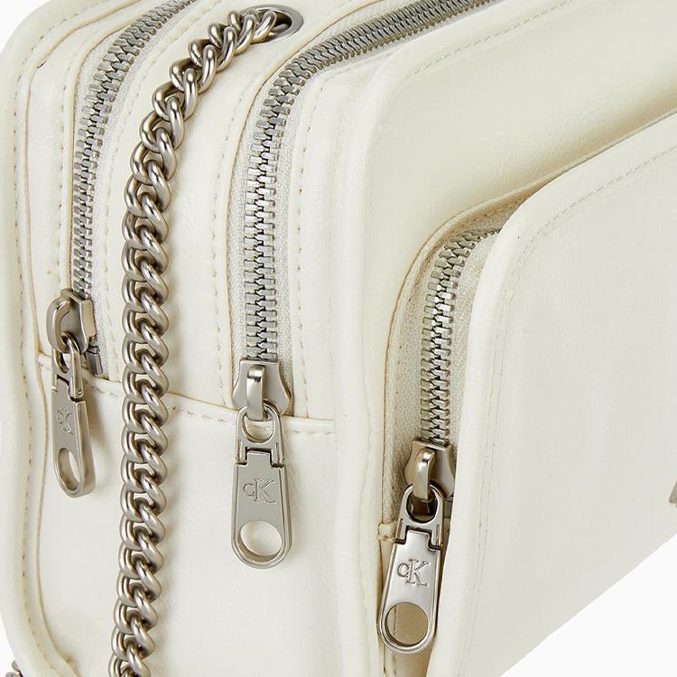 New CALVIN KLEIN Synthetic Material Camera Bag, Crossbody Bag, Shoulder Bag Medium Women's Ivory 4K0004G-YAS