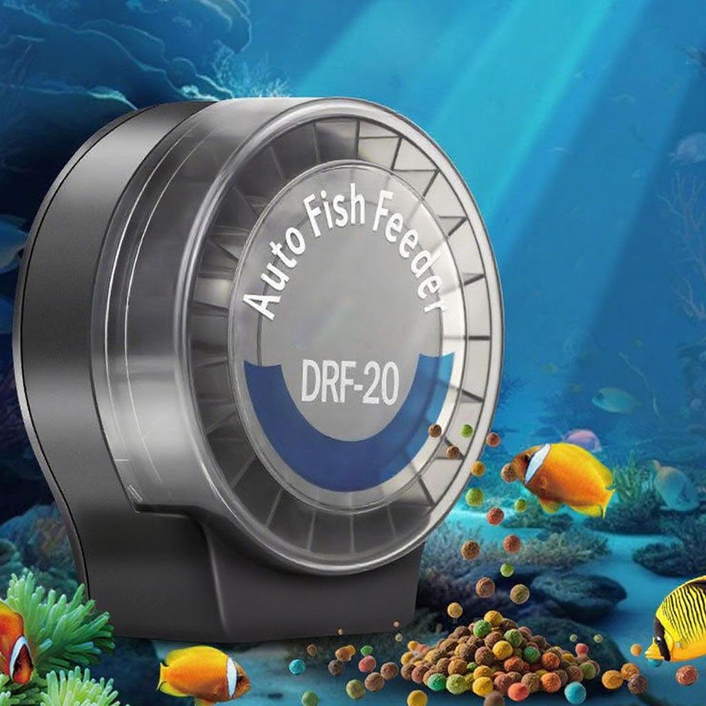 Fish Food Feeder With Adjustable 6-Level Control Automatic Fish Food Dispenser 140ml Timer Tank Feeding For Office Desktop