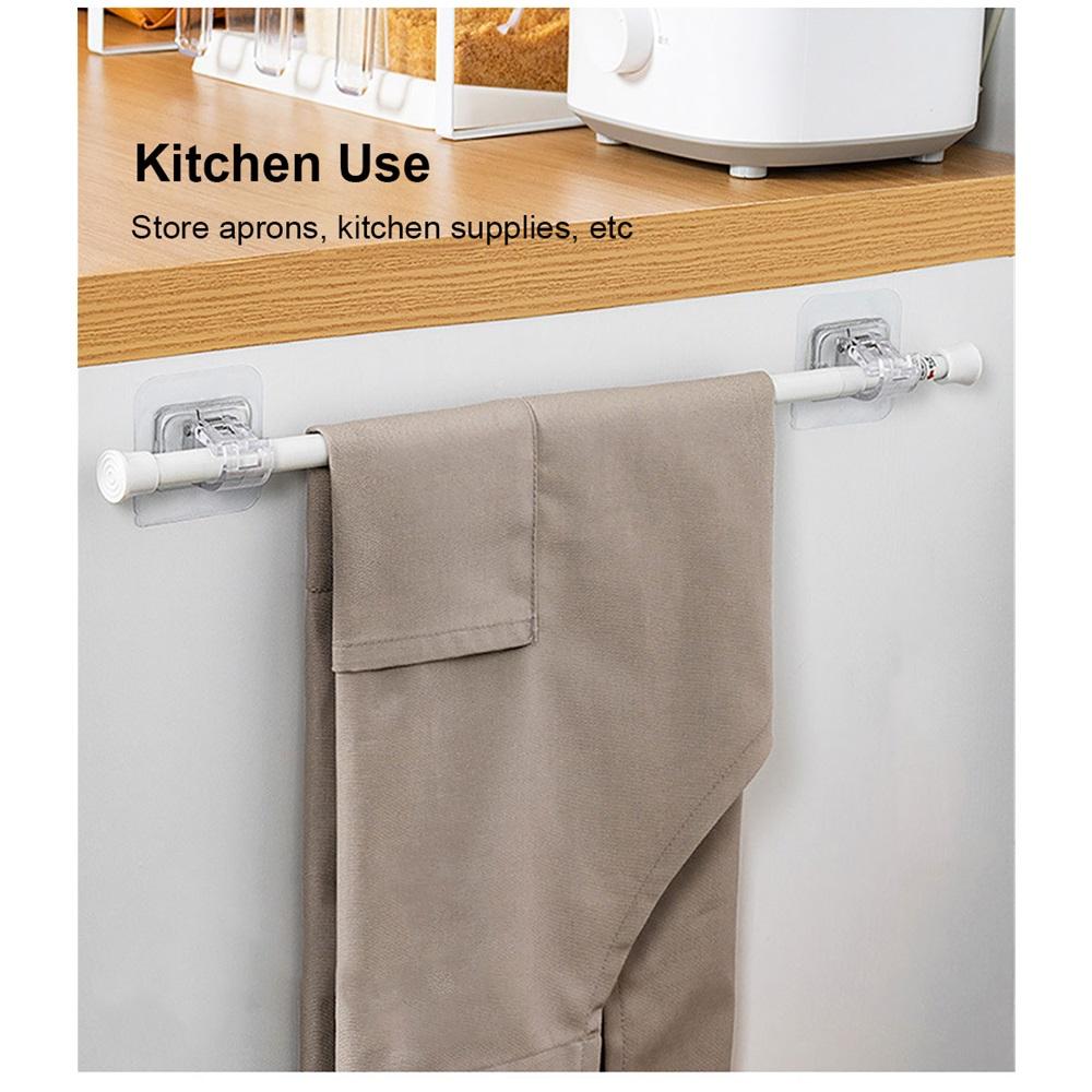 Silicone World 4PCS Self Adhesive Hooks Punch-free Curtain Rod Clip Hook Telescopic Rod Holder Fixed Clip Hanging Hook Holder