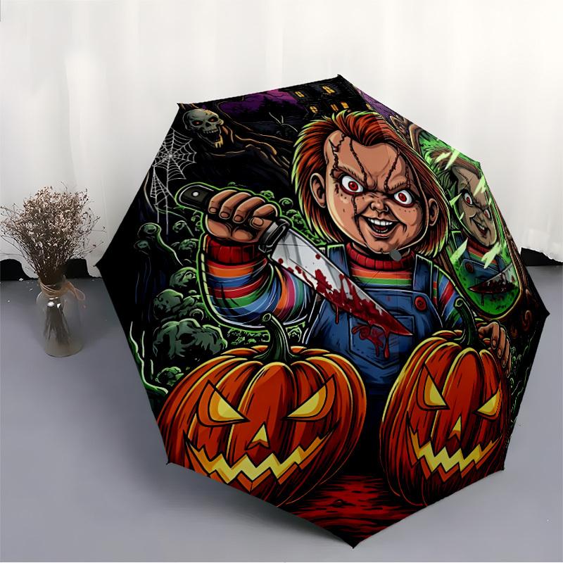 1 шт. Зонт-трость Chucky с автоматическим открытием/закрытием, Складной зонт, Портативный компактный дорожный зонт, Подарок для мужчин и женщин y10
