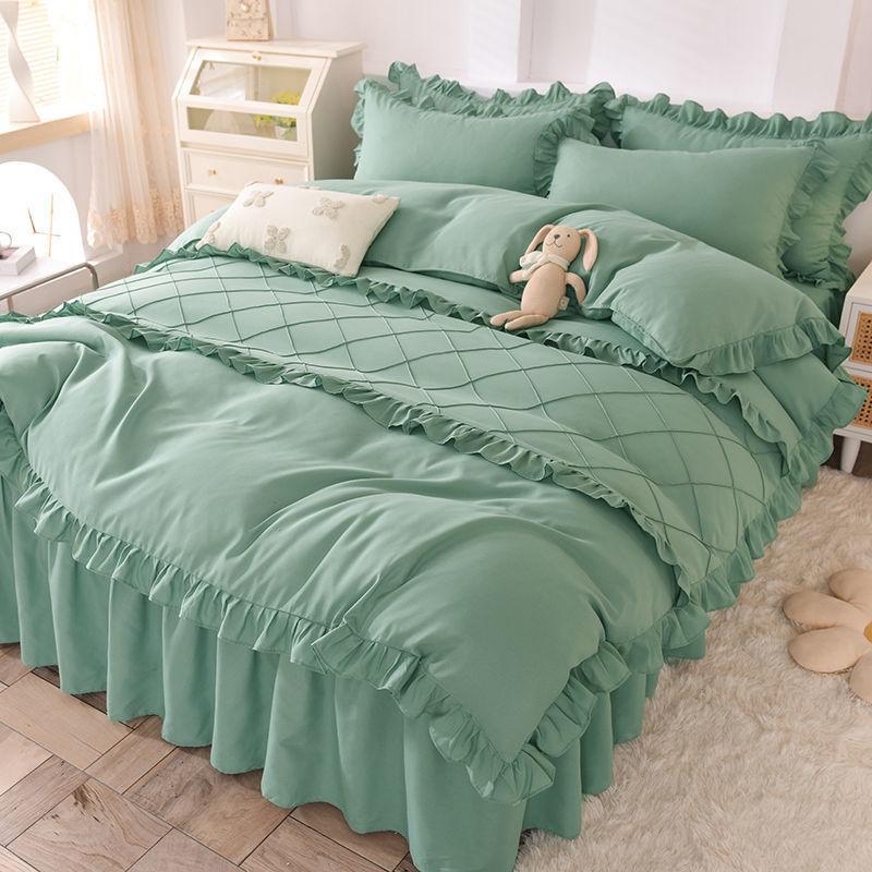 Кружевной постельный подзор из четырех частей, европейская атмосфера, простое одеяло, покрывало, простыня, постельное белье