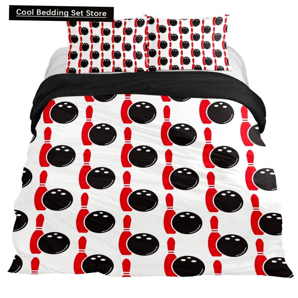 Bowling King Queen Double Duvet Cover Teens Sports Games Theme Bedding Set Starry Sky Comforter Cover Blue Polyester Quilt Cover