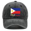 Flag of Filipino Print Adjustable Baseball Hat, Patriotic Flat Cap Trendy Slouchy Sun Visor Raw Brim Snapback Baseball Cap