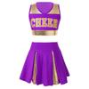Kids Girls Cheerleading Costume Cheerleader Uniform Sleeveless V Neckline Letter Print Crop Top with Elastic Waistband Skirt