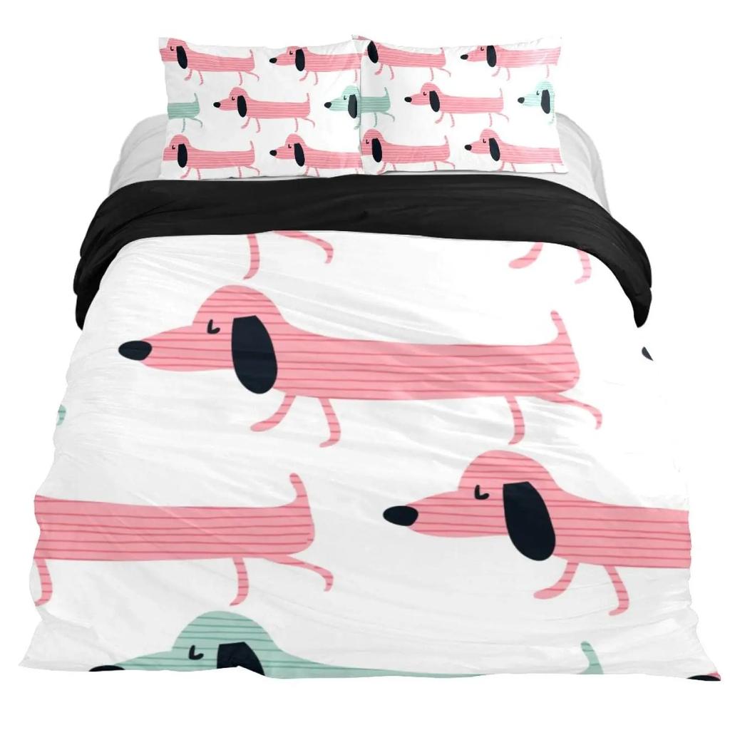 Комплект постельного белья с изображением мультяшной таксы, милый пододеяльник с изображением собаки-сосисочки, комплект постельного белья с принтом щенка, чехол из полиэстера с изображением животных