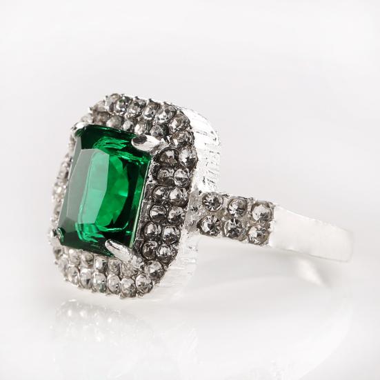 Женское серебряное кольцо с зеленым цирконом, свадебное ювелирное изделие в подарок