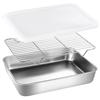 Stainless Steel Bakeware Oven Pan with Rack Baking Pans Fresh Preservation Food Refrigerator