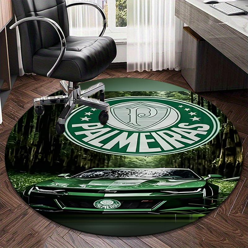 1PC round rug Green And White Passion Printed Round Area Rug ,Rug For Home Office, Round Chair Rug, Decorative Carpet Fan gifts Christmas gift