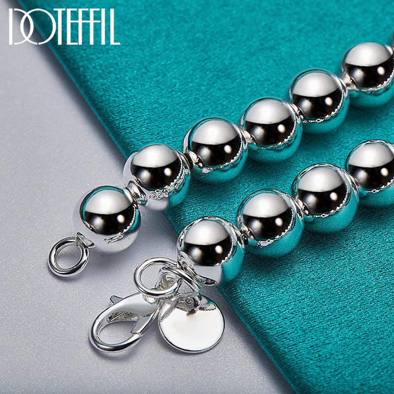 Браслет-цепочка из стерлингового серебра 925 пробы с бусинами диаметром 8 мм