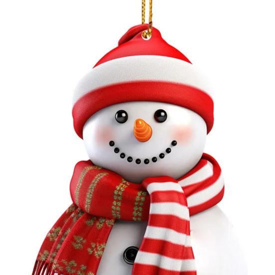 Рождественский снеговик, украшение, плоский акриловый подвесной декор, мультяшный снеговик, праздничная подвеска для рождественской елки, автомобильная дверь