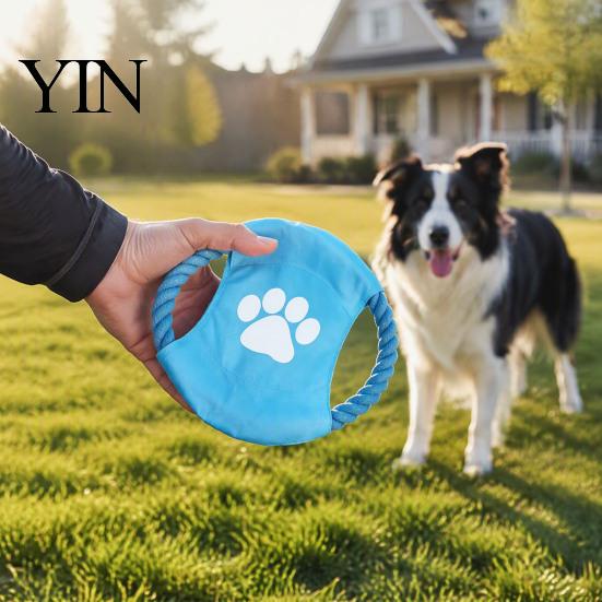 Energy Burning Training Toy Fabric Dog Flying Disc, Cotton Rope Interactive Tug of War Fetch And Play Gear for Small Medium Large Breeds, Outdoor Soft