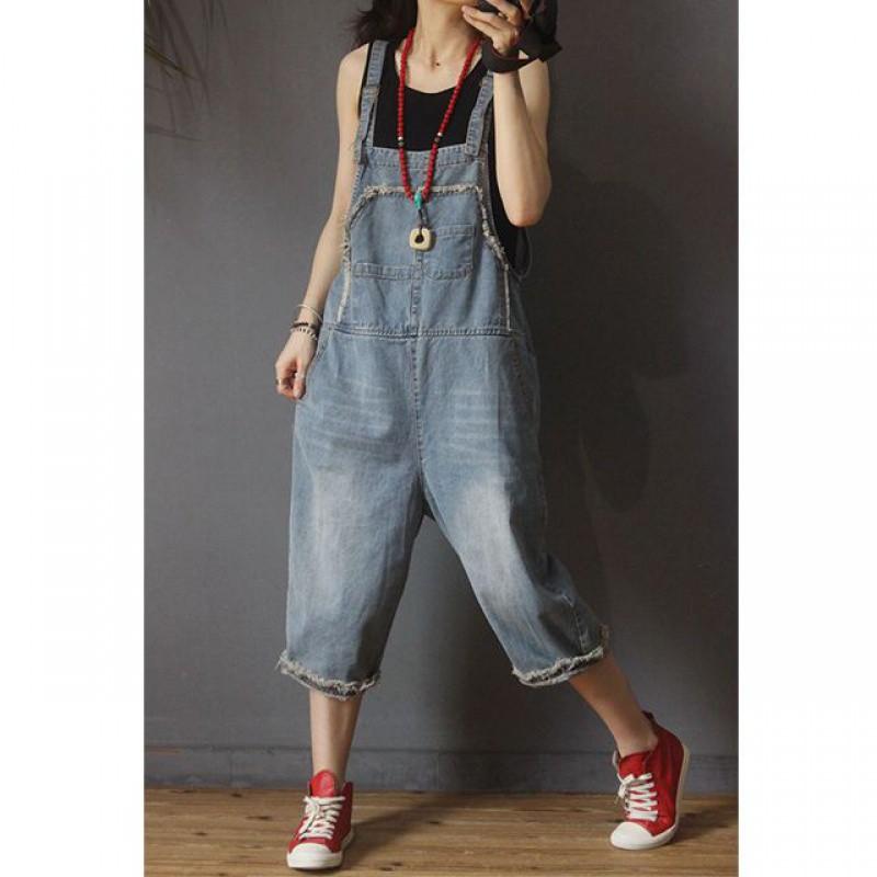 Свободные повседневные прямые комбинезоны с большими карманами, женские комбинезоны на тонких бретельках с высокой талией, большие размеры