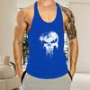 Мужской жилет с круглым вырезом без рукавов, свободный спортивный топ с черепом, быстросохнущий, с принтом, жилет для фитнеса, майка для бодибилдинга