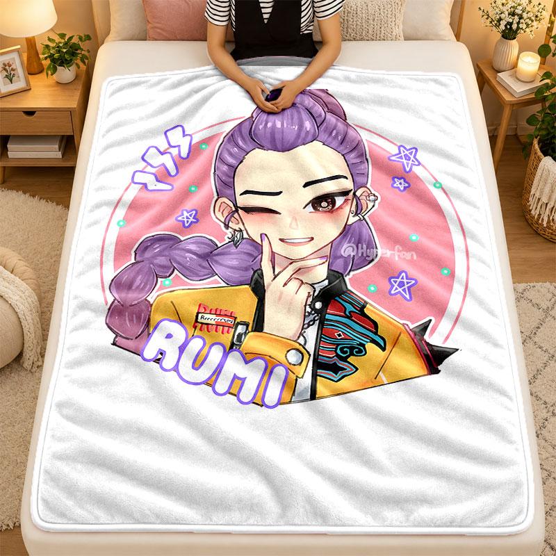Flannel BlanketKpop Demon Hunters Warm Soft Throw Blanket for Indoor Sofa Bed Living Room Use